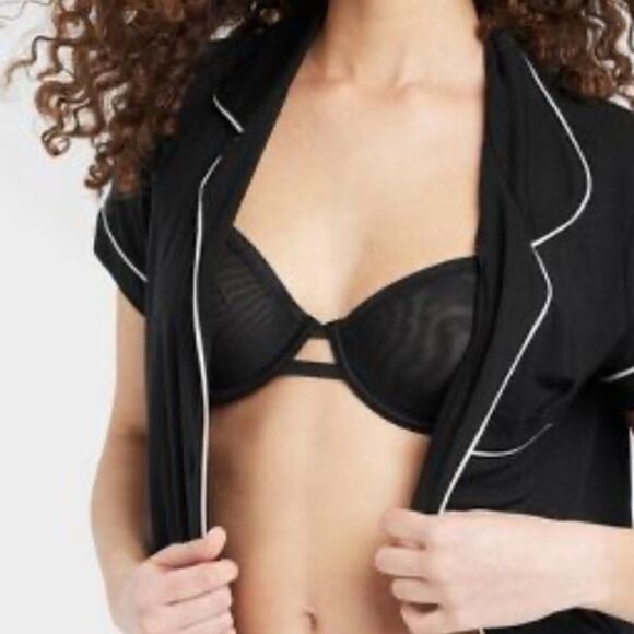 NWT Auden Sheer Mesh Unlined Demi Coverage Underwire Bra 34D Black - Picture 3 of 11